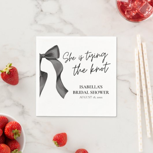 Black Bow She's Tying the Knot Bridal shower Servet (Insitu)