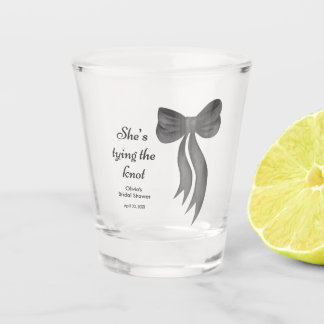 Black Bow She's Tying the Knot Bridal Shower Shot Glas