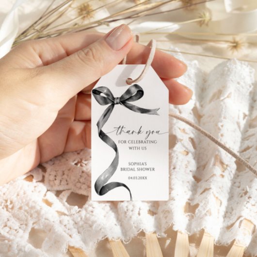 Black Bow Shower Favoriet Gift Label Cadeaulabel