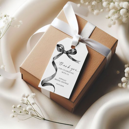 Black Bow Shower Favoriet Gift Label Cadeaulabel