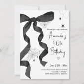 Black Bow Spider Web Coquette Halloween Verjaardag Kaart (Voorkant)