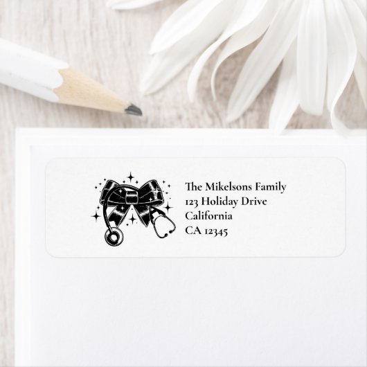 Black Bow Stethoscope Nursing School Afstuderen Etiket (Insitu)