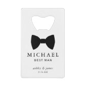 Black Bow Stropdas Best Man Personalized Weddensch Creditkaart Flessenopener (Voorkant)