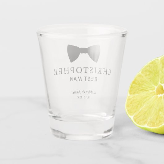 Black Bow Stropdas Best Man Personalized Weddensch Shot Glas (Achterkant)