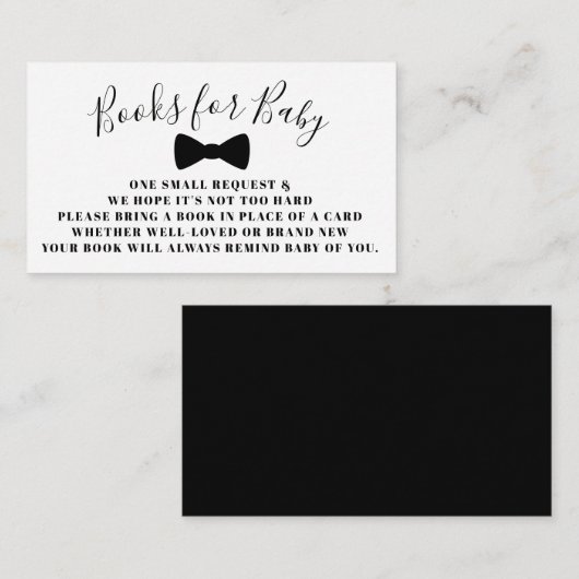 Black Bow Stropdas Books for Baby Book Request Kaa Informatiekaartje (Voorkant / Achterkant)