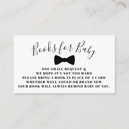 Black Bow Stropdas Books for Baby Book Request Kaa Informatiekaartje (Voorkant)
