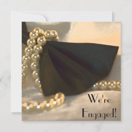 Black Bow Stropdas en White Pearls Engagement Part Kaart