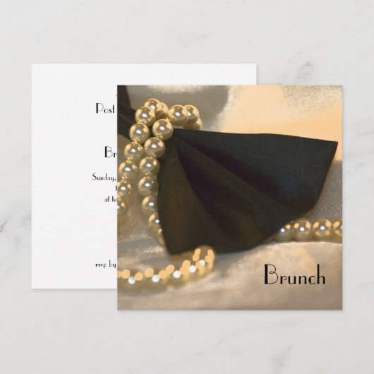 Black Bow Stropdas en White Pearls Post Wedding Br Kaart (Voorkant / Achterkant)
