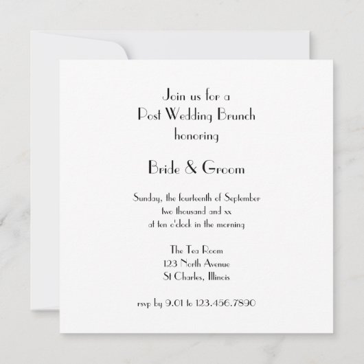 Black Bow Stropdas en White Pearls Post Wedding Br Kaart (Achterkant)