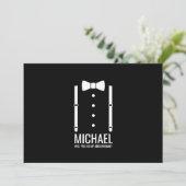 Black Bow Stropdas Gepersonaliseerde Groomsman Voo Kaart (Staand voorkant)