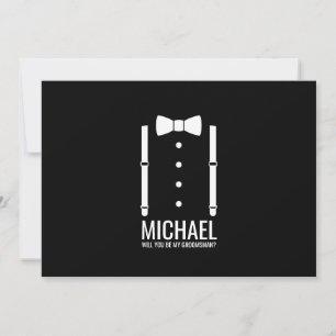 Black Bow Stropdas Gepersonaliseerde Groomsman Voo Kaart