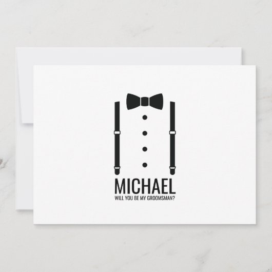 Black Bow Stropdas Gepersonaliseerde Groomsman Voo Kaart (Voorkant)