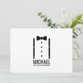 Black Bow Stropdas Gepersonaliseerde Groomsman Voo Kaart (Staand voorkant)