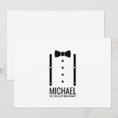 Black Bow Stropdas Gepersonaliseerde Groomsman Voo Kaart (Voorkant / Achterkant)