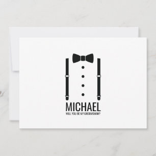 Black Bow Stropdas Gepersonaliseerde Groomsman Voo Kaart