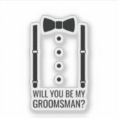 Black Bow Stropdas Gepersonaliseerde Groomsman Voo Sticker (Voorkant)
