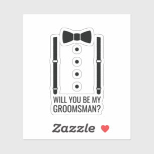 Black Bow Stropdas Gepersonaliseerde Groomsman Voo Sticker