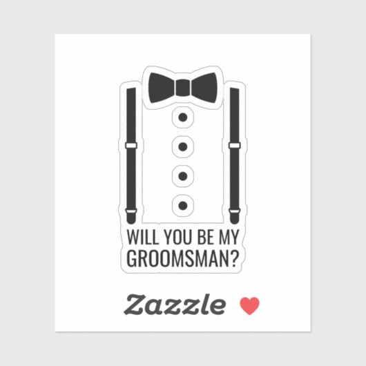 Black Bow Stropdas Gepersonaliseerde Groomsman Voo Sticker (Vel)