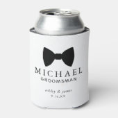 Black Bow Stropdas Groomsman persoonlijke bruiloft Blikjeskoeler (Blikje Voorkant)