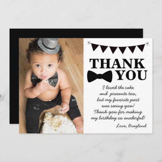 Black Bow Stropdas Hartelijk dank Bedankkaart (Voorkant / Achterkant)