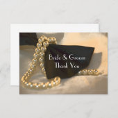 Black Bow Stropdas Pearls Weddenflat Kaart (Voorkant / Achterkant)