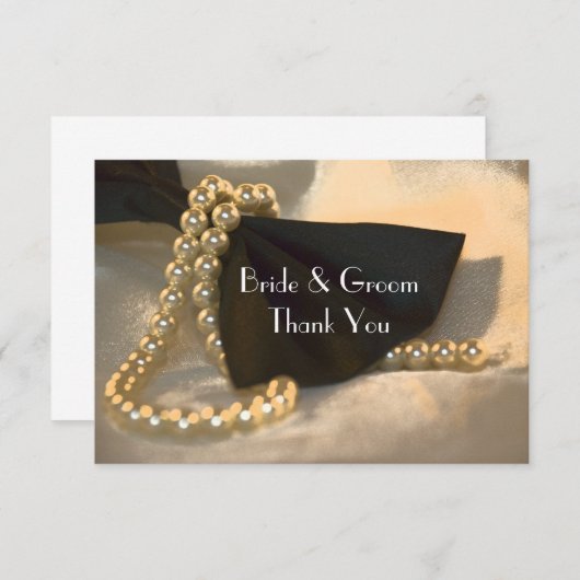 Black Bow Stropdas Pearls Weddenflat Kaart (Voorkant / Achterkant)