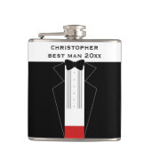 Black Bow Stropdas Tuxedo Beste Man Groomsmen Flas Heupfles (Voorkant)