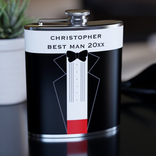 Black Bow Stropdas Tuxedo Beste Man Groomsmen Flas Heupfles