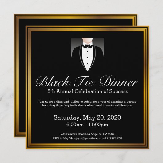 Black Bow Stropdas Tuxedo Infinitatie Kaart (Voorkant / Achterkant)