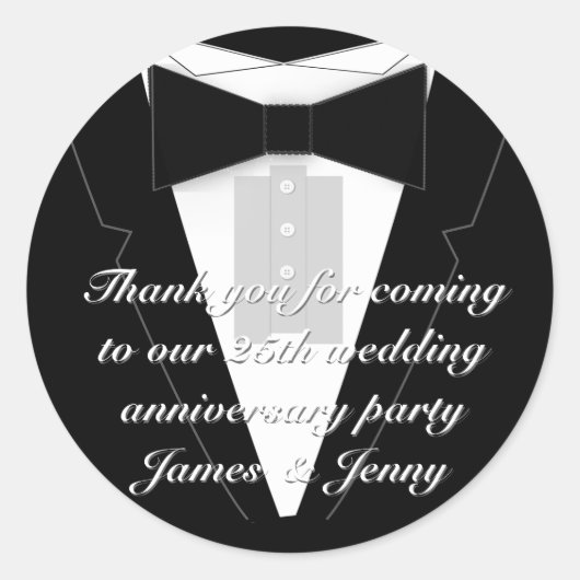 Black Bow Stropdas Tuxedo Ronde Sticker (Voorkant)