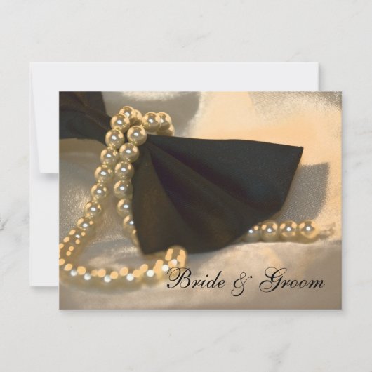 Black Bow Stropdas White Pearls Verloving Aankondi Aankondiging (Voorkant)