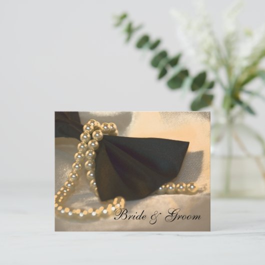 Black Bow Stropdas White Pearls Verloving Aankondi Aankondiging (Staand voorkant)