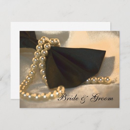 Black Bow Stropdas White Pearls Verloving Aankondi Aankondiging (Voorkant / Achterkant)