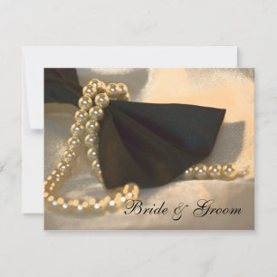 Black Bow Stropdas White Pearls Verloving Aankondi Aankondiging