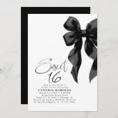 Black Bow Sweet 16 Birthday Kaart (Voorkant / Achterkant)