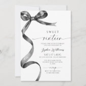 Black Bow Sweet 16 verjaardagsuitnodiging Kaart (Voorkant)