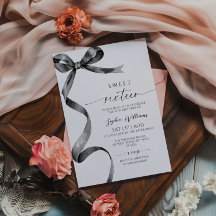 Black Bow Sweet 16 verjaardagsuitnodiging