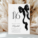 Black Bow Sweet Sixteen Birthday Kaart<br><div class="desc">Vier uw mijlpaal in tijdloze stijl met deze elegante Black Bow Sweet Sixteen Invitation. Met een gedurfd, glanzend zwart lint in combinatie met geavanceerde typografie straalt dit moderne en chique ontwerp glamour en verfijning uit. Perfect voor een luxe verjaardagsfeest, het zet de toon voor een onvergetelijke avond vol elegantie en...</div>
