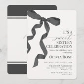 Black Bow Sweet Zestien Verjaardagsfeestuitnodigin (Voorkant / Achterkant)