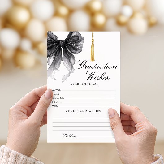 Black Bow Tassel Graduation Advice and Wishes Card