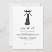 Black Bow Tassel Modern College Graduation Party Bedankkaart (Voorkant)