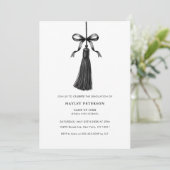Black Bow Tassel Modern College Graduation Party Kaart (Staand voorkant)