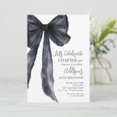 Black Bow Thirtieth 30th Birthday Party Invitation Kaart (Staand voorkant)