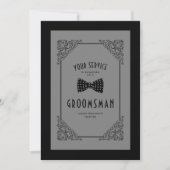 Black Bow Tie Groomsman Vintage Flourish Proposal (Voorkant)
