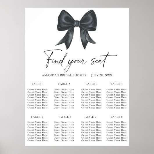 Black Bow Trouwstoel grafiek Poster (Voorkant)