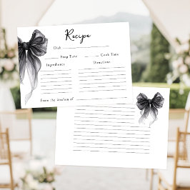 Black Bow Tying the Knot Bridal Shower Recipe Card Informatiekaartje