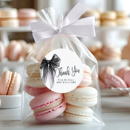 Black Bow Tying the Knot Bridal Shower Thank You Ronde Sticker