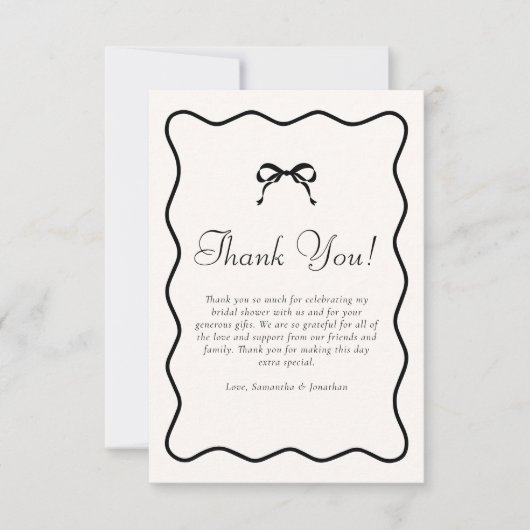 Black Bow Tying the Knot Vrijgezellenfeest Bedankkaart (Voorkant)