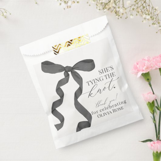 Black Bow Tying the Knot Vrijgezellenfeest Dessert Bedankzakje (Gezegeld)