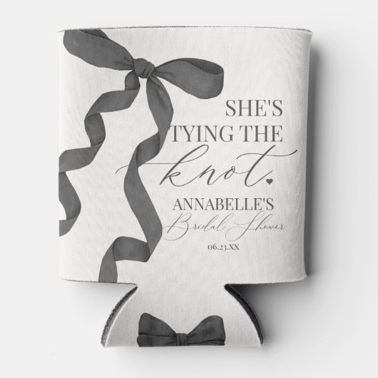 Black Bow Tying the Knot Vrijgezellenfeest Favors Blikjeskoeler (Voorkant)